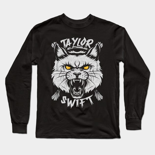 Angry Cat Swift Long Sleeve T-Shirt by Aldrvnd